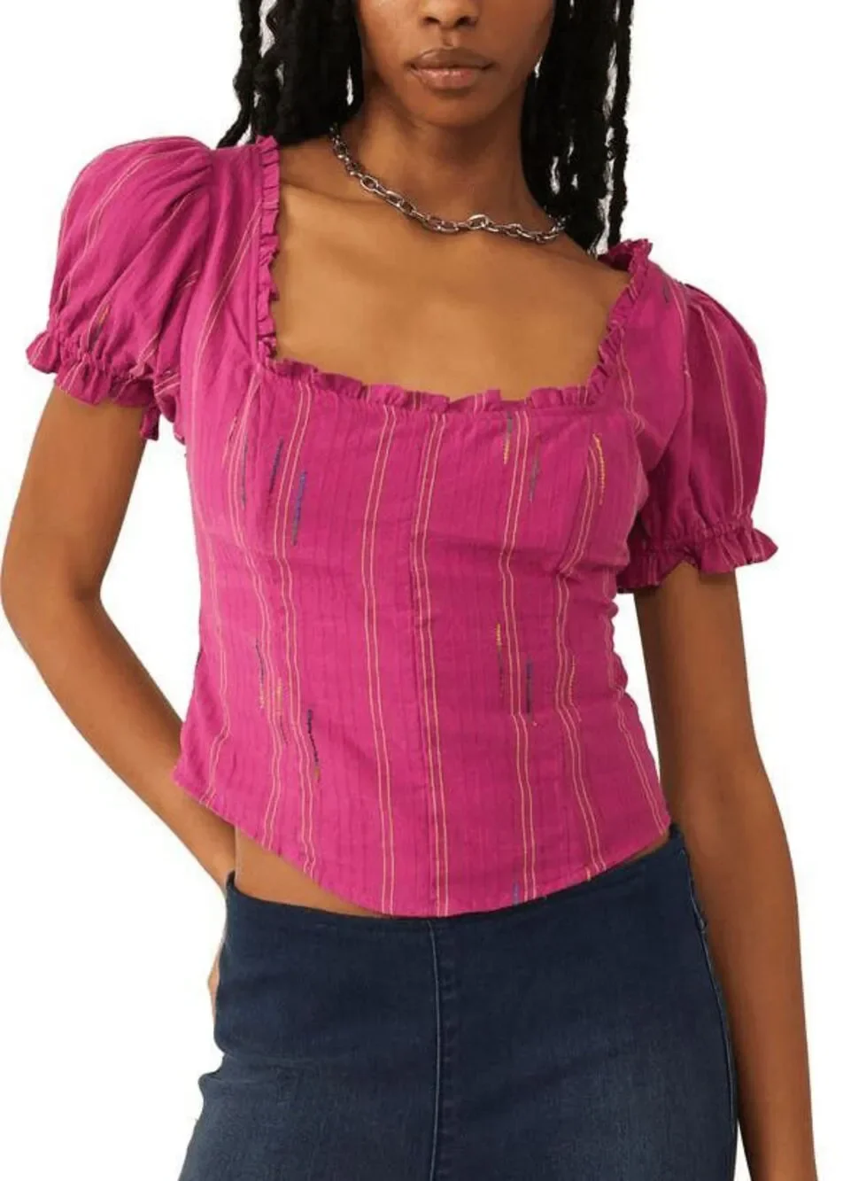 NEW Free People Pink Seatonin Corset Top Women’s Small